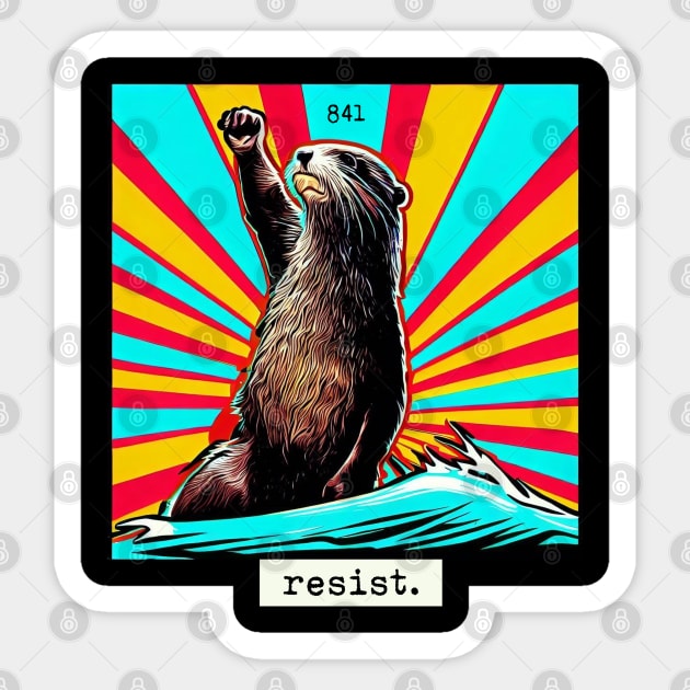 surfing otter 841 RESIST II Sticker by REDWOOD9